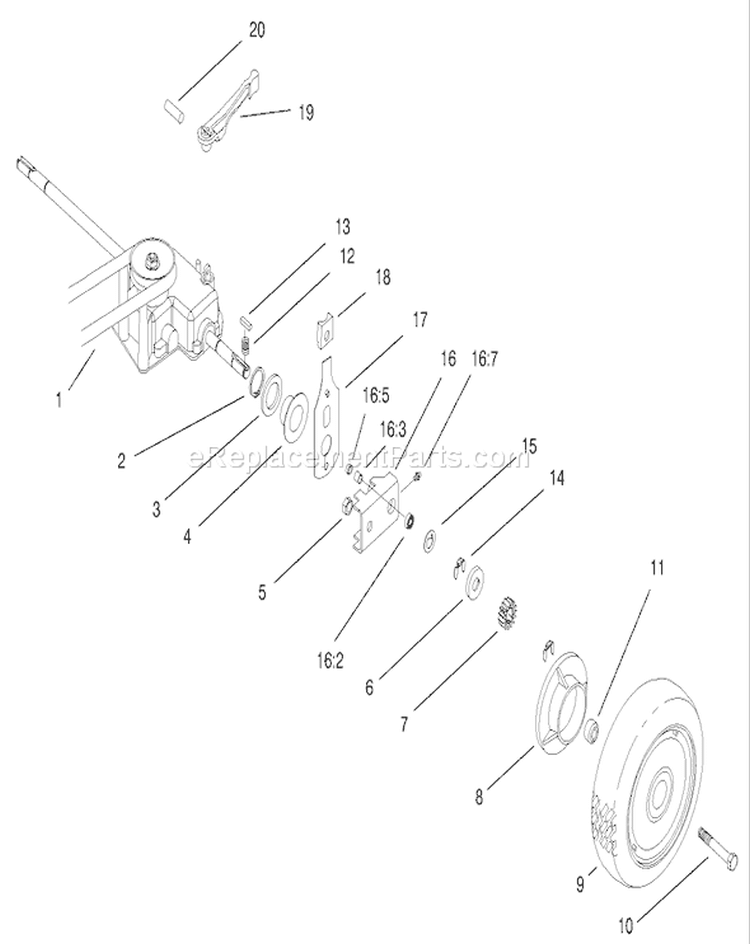 Gear Case & Rear Wheel Assembly Diagram and Parts List for 22162 200000001-200999999 - 2000 Toro Lawn Mower