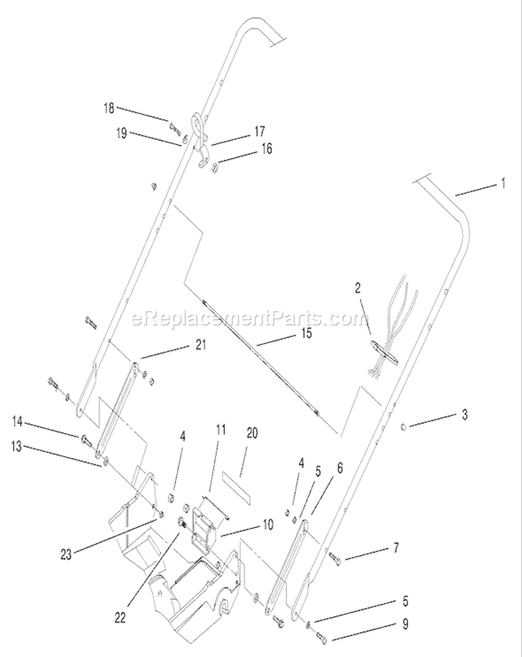 Handle Assembly Diagram and Parts List for 22162 200000001-200999999 - 2000 Toro Lawn Mower