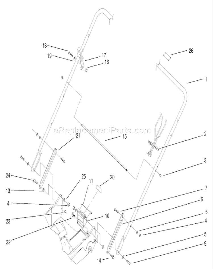 Handle Assembly Diagram and Parts List for 22162 210000001-210999999 - 2001 Toro Lawn Mower