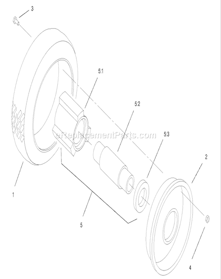 Front Wheel and Tire Assembly Diagram and Parts List for 22162 210000001-210999999 - 2001 Toro Lawn Mower