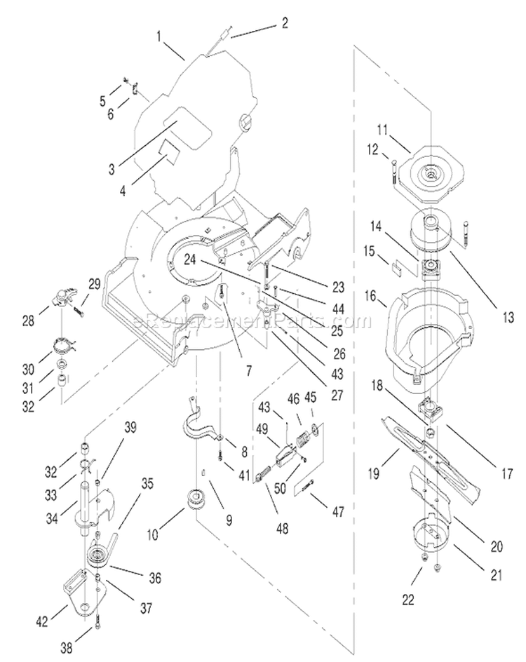 Blade Brake Clutch Assembly Diagram and Parts List for 22162 9900001-9999999 - 1999 Toro Lawn Mower