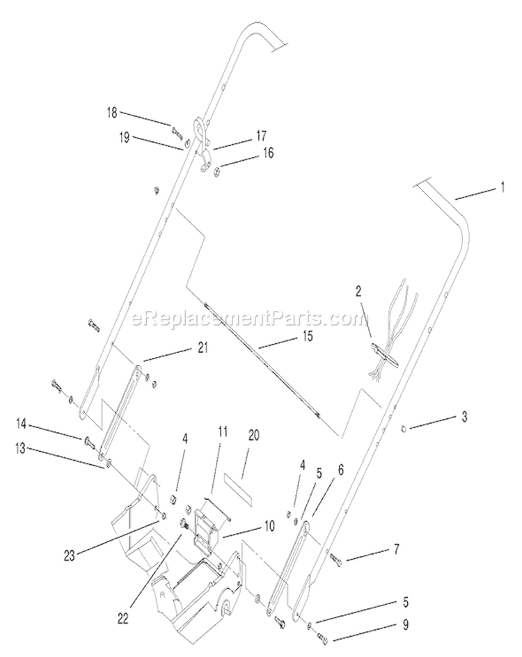 Handle Assembly Diagram and Parts List for 22162 9900001-9999999 - 1999 Toro Lawn Mower