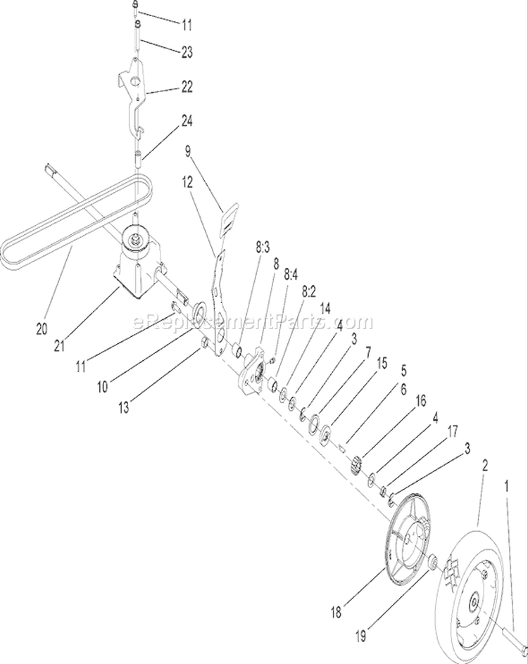 Transmission Assembly Diagram and Parts List for 22164 270003001-270999999 - 2007 Toro Lawn Mower