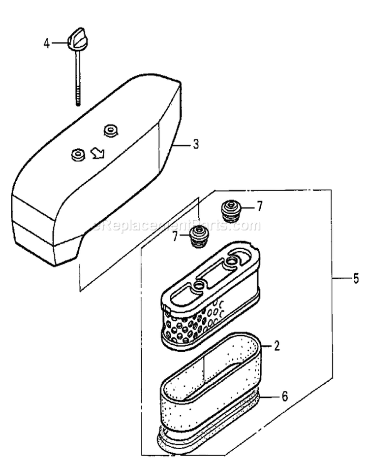 Air Cleaner Assembly Diagram and Parts List for 22166 230000001-230999999 - 2003 Toro Lawn Mower