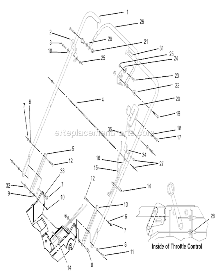 Handle Assembly Diagram and Parts List for 22166 230000001-230999999 - 2003 Toro Lawn Mower