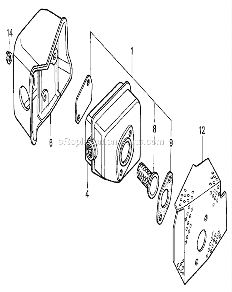 Muffler Assembly Diagram and Parts List for 22166 230000001-230999999 - 2003 Toro Lawn Mower