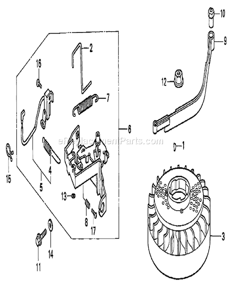 Flywheel Assembly Diagram and Parts List for 22167 230000001-230999999 - 2003 Toro Lawn Mower