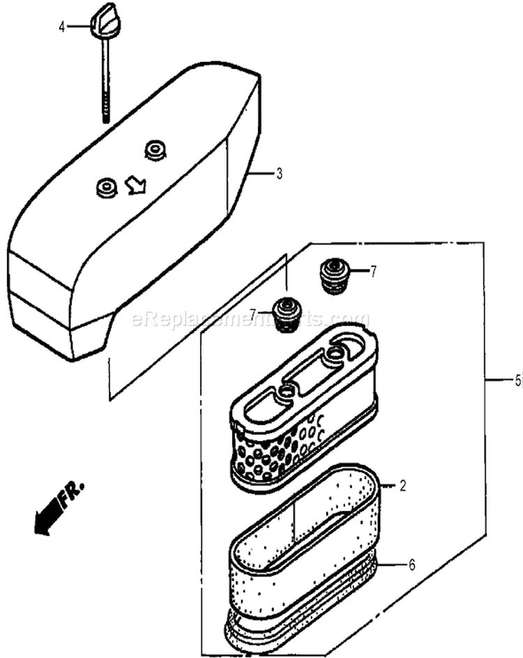 Air Cleaner Assembly Diagram and Parts List for 22167 270000001-270999999 - 2007 Toro Lawn Mower