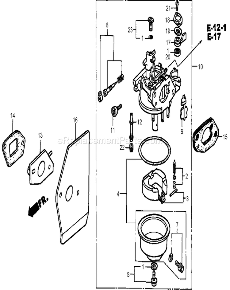 Carburetor Assembly Diagram and Parts List for 22167 270000001-270999999 - 2007 Toro Lawn Mower