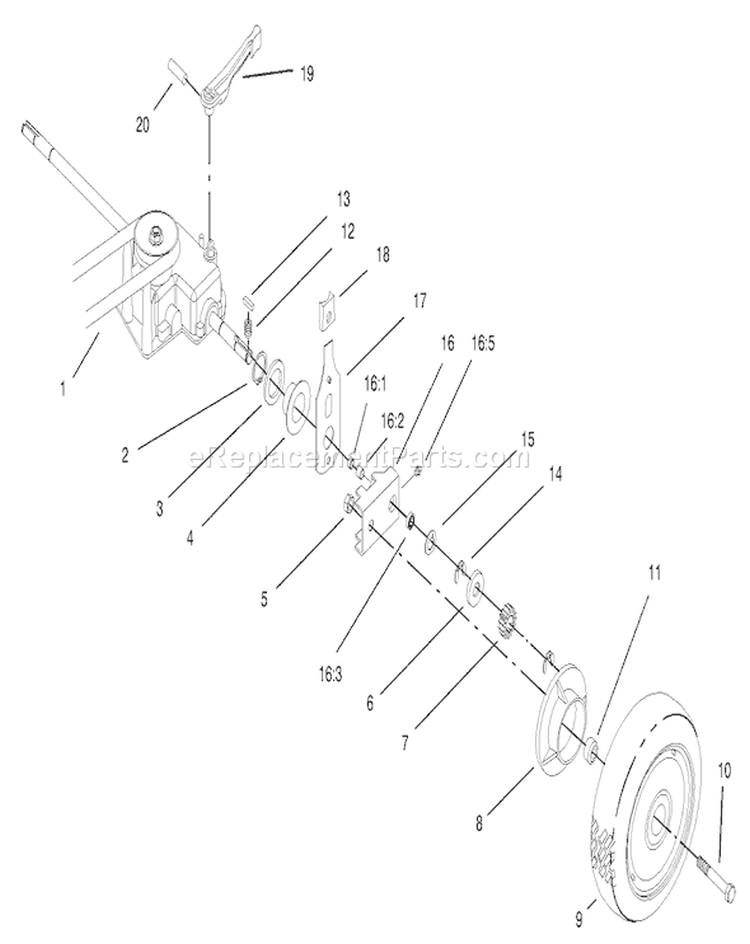 Rear Axle Assembly Diagram and Parts List for 22167 230000001-230999999 - 2003 Toro Lawn Mower