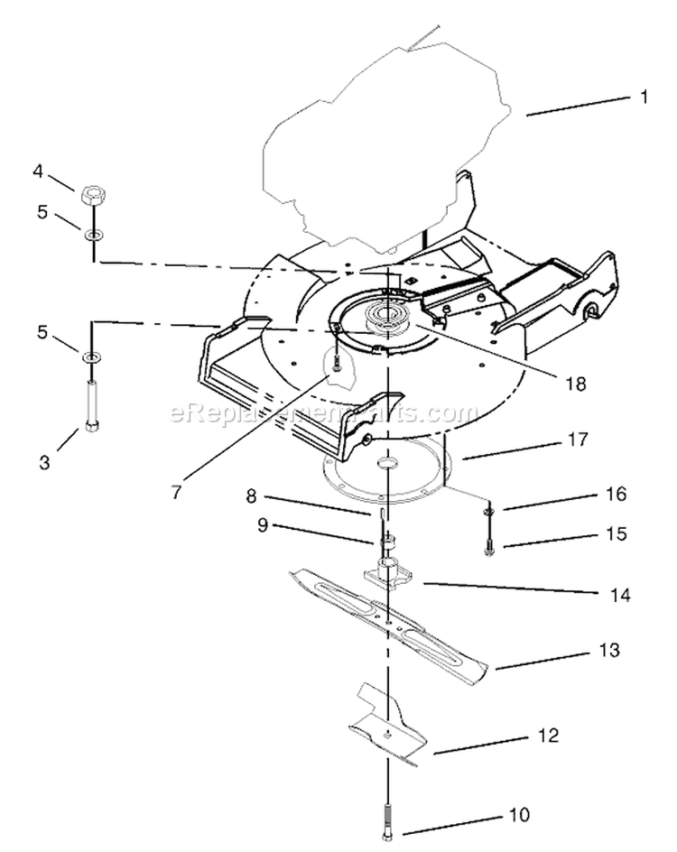 Engine and Blade Assembly Diagram and Parts List for 22167 230000001-230999999 - 2003 Toro Lawn Mower