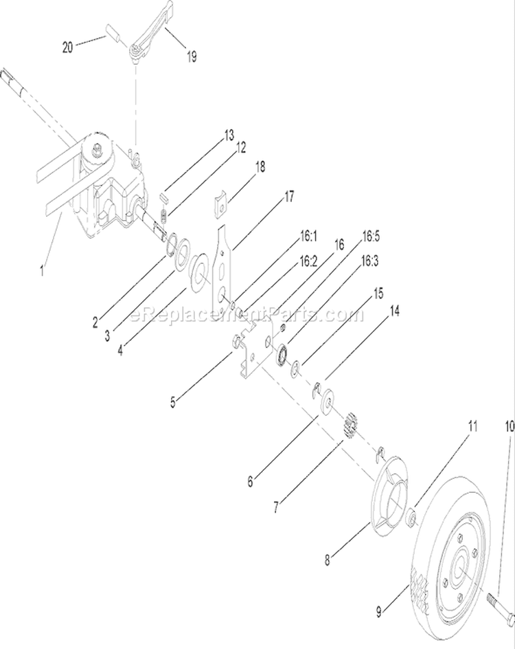 Rear Axle Assembly Diagram and Parts List for 22167 240000001-240999999 - 2004 Toro Lawn Mower