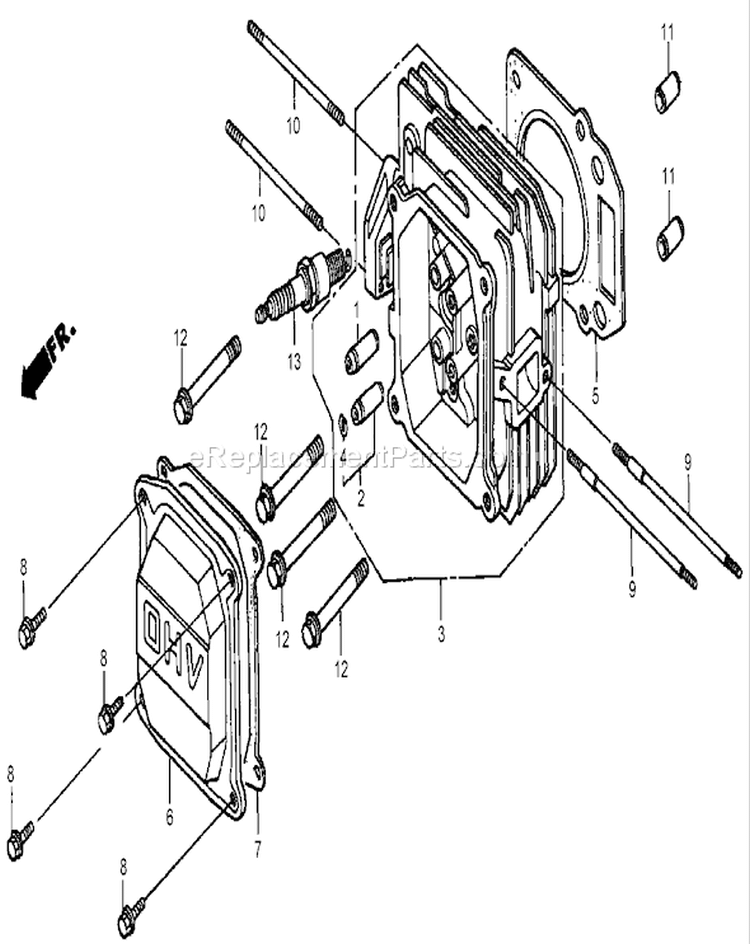 Cylinder Head Assembly Diagram and Parts List for 22168 270000001-270999999 - 2007 Toro Lawn Mower