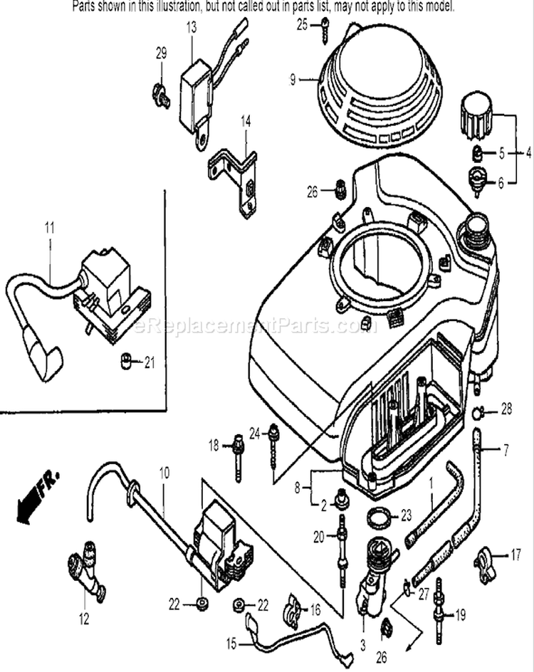 Fan Cover Assembly Diagram and Parts List for 22168 240000001-240999999 - 2004 Toro Lawn Mower