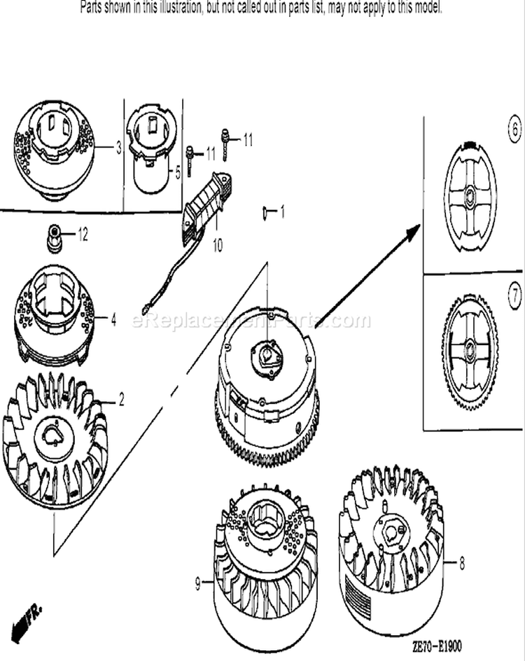 Flywheel Assembly Diagram and Parts List for 22168 240000001-240999999 - 2004 Toro Lawn Mower