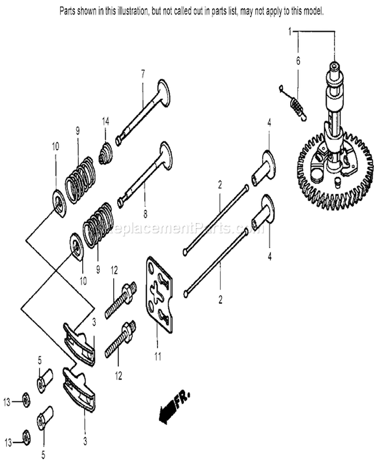 Camshaft Assembly Diagram and Parts List for 22168 240000001-240999999 - 2004 Toro Lawn Mower