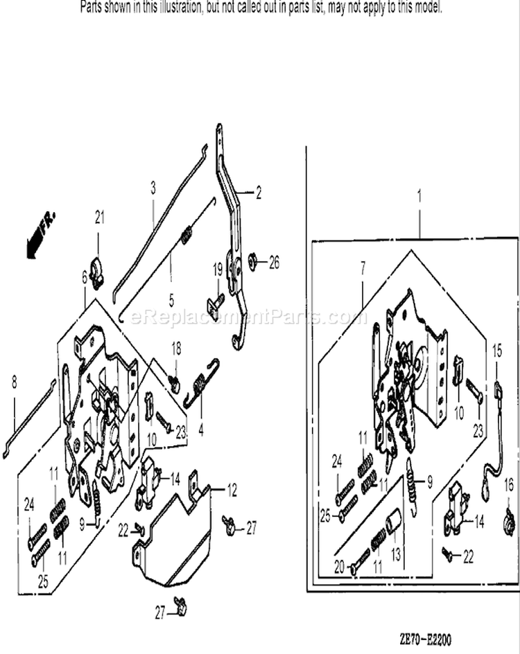 Control Assembly Diagram and Parts List for 22168 240000001-240999999 - 2004 Toro Lawn Mower