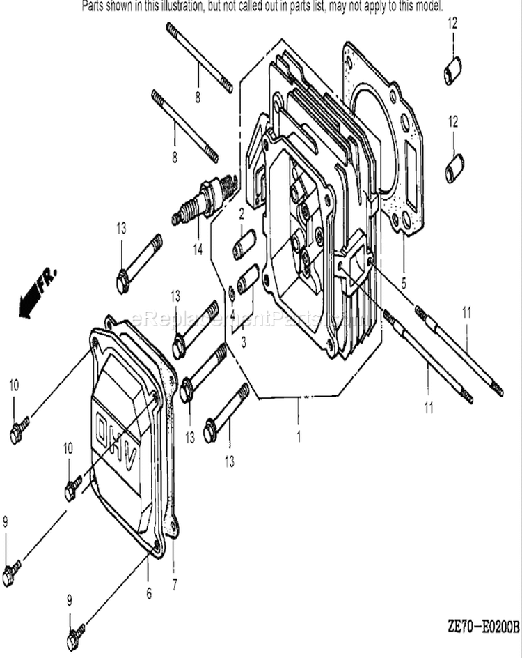 Cylinder Head Assembly Diagram and Parts List for 22168 240000001-240999999 - 2004 Toro Lawn Mower