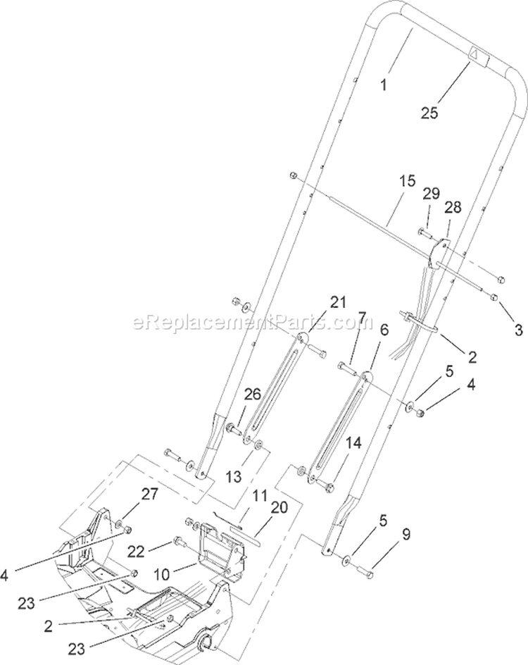 Lower Handle Assembly Diagram and Parts List for 22168 240000001-240999999 - 2004 Toro Lawn Mower
