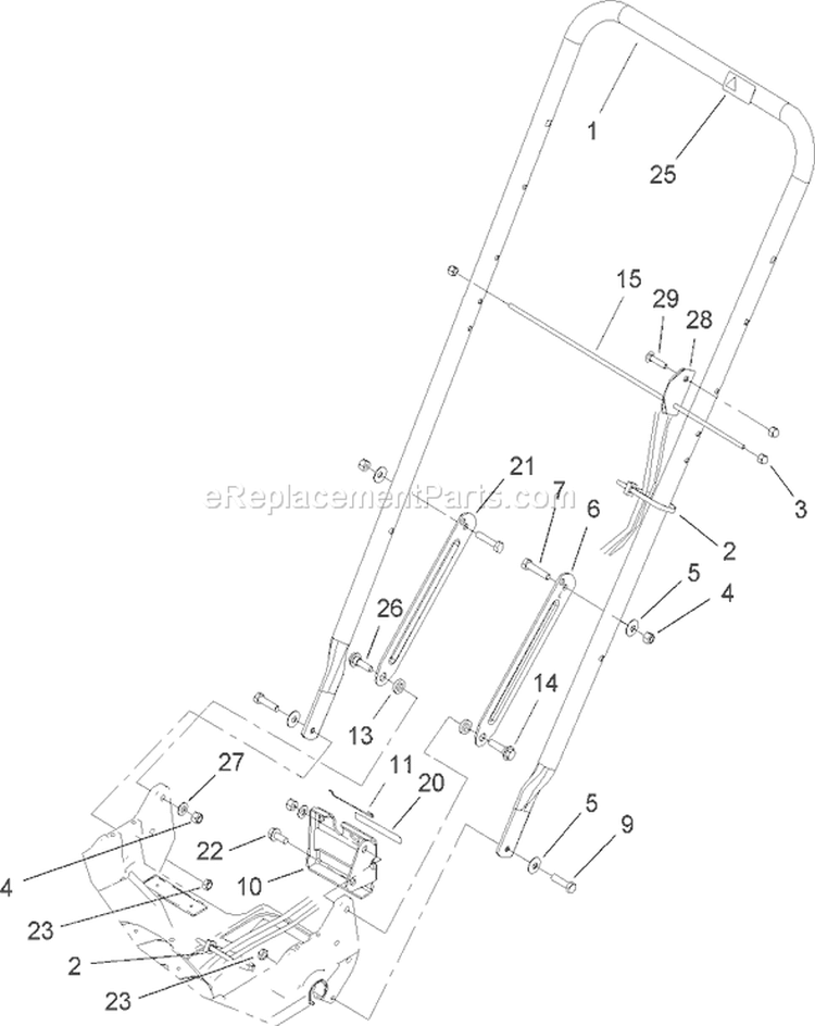 Lower Handle Assembly Diagram and Parts List for 22168 270000001-270999999 - 2007 Toro Lawn Mower