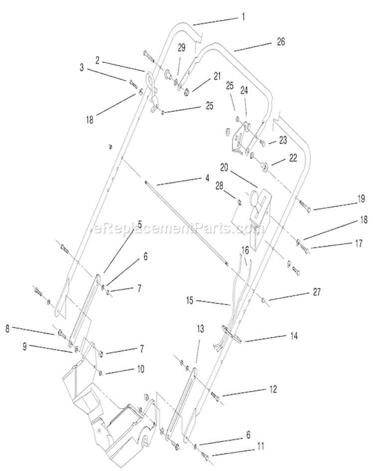 Handle Assembly Diagram and Parts List for 22170 200000001-200999999 - 2000 Toro Lawn Mower