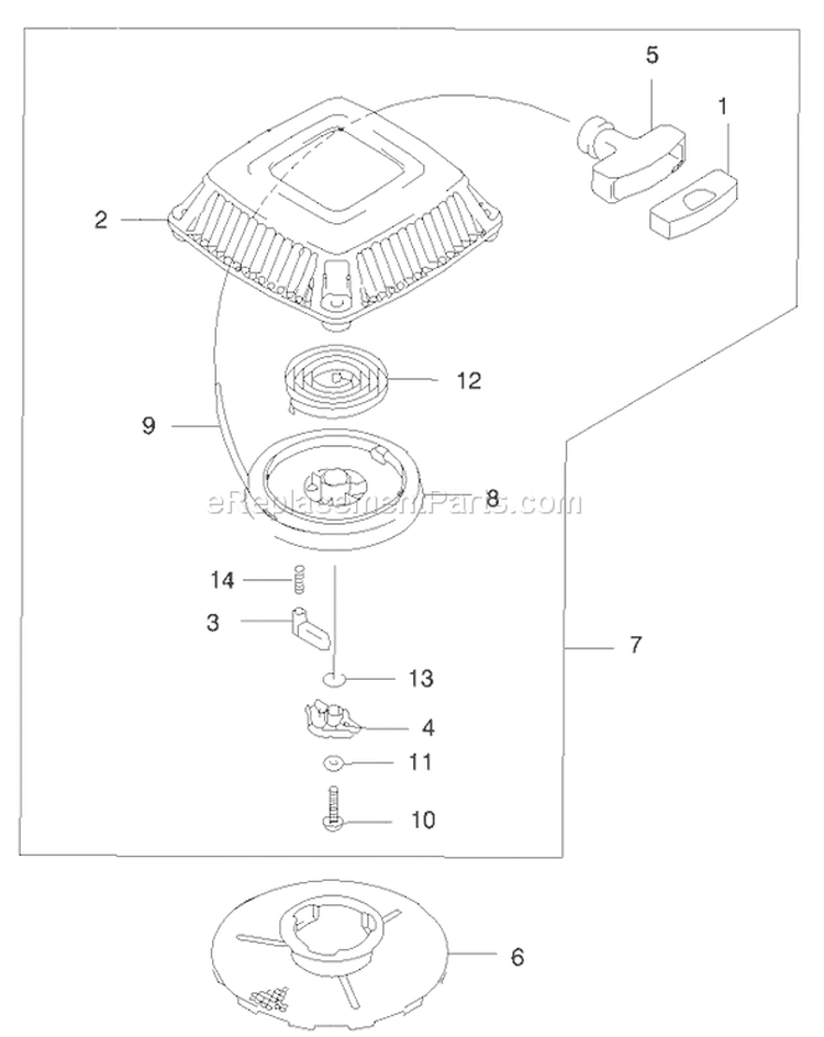 Starter Diagram and Parts List for 22170 200000001-200999999 - 2000 Toro Lawn Mower