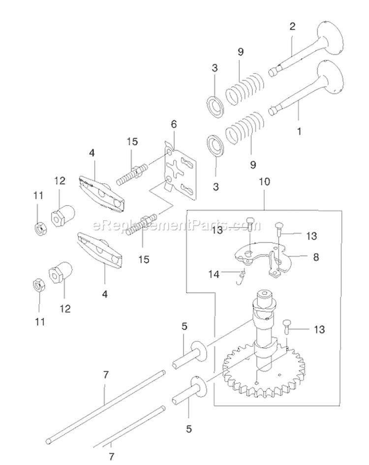 Valve Camshaft Diagram and Parts List for 22170 200000001-200999999 - 2000 Toro Lawn Mower