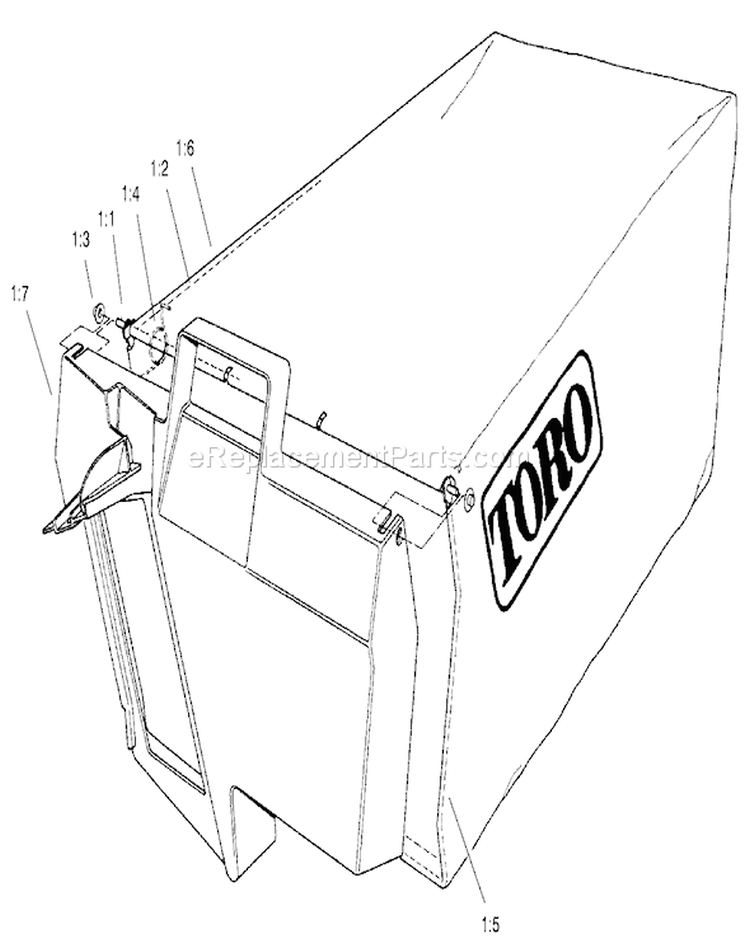 Bagging Assembly Diagram and Parts List for 22170 200000001-200999999 - 2000 Toro Lawn Mower