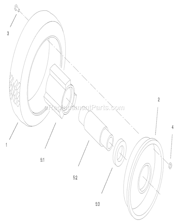 Wheel and Tire Diagram and Parts List for 22170 230000001-230999999 - 2003 Toro Lawn Mower