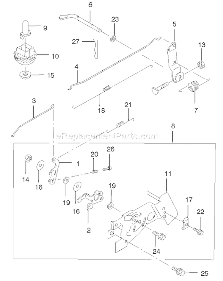 Control Linkage Assembly Diagram and Parts List for 22170 230000001-230999999 - 2003 Toro Lawn Mower