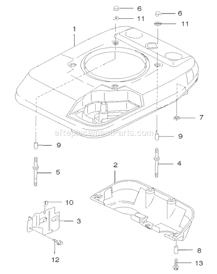 Cover Cooling Assembly Diagram and Parts List for 22170 230000001-230999999 - 2003 Toro Lawn Mower
