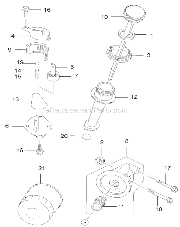 Dipstick Oil Filter Assembly Diagram and Parts List for 22170 230000001-230999999 - 2003 Toro Lawn Mower