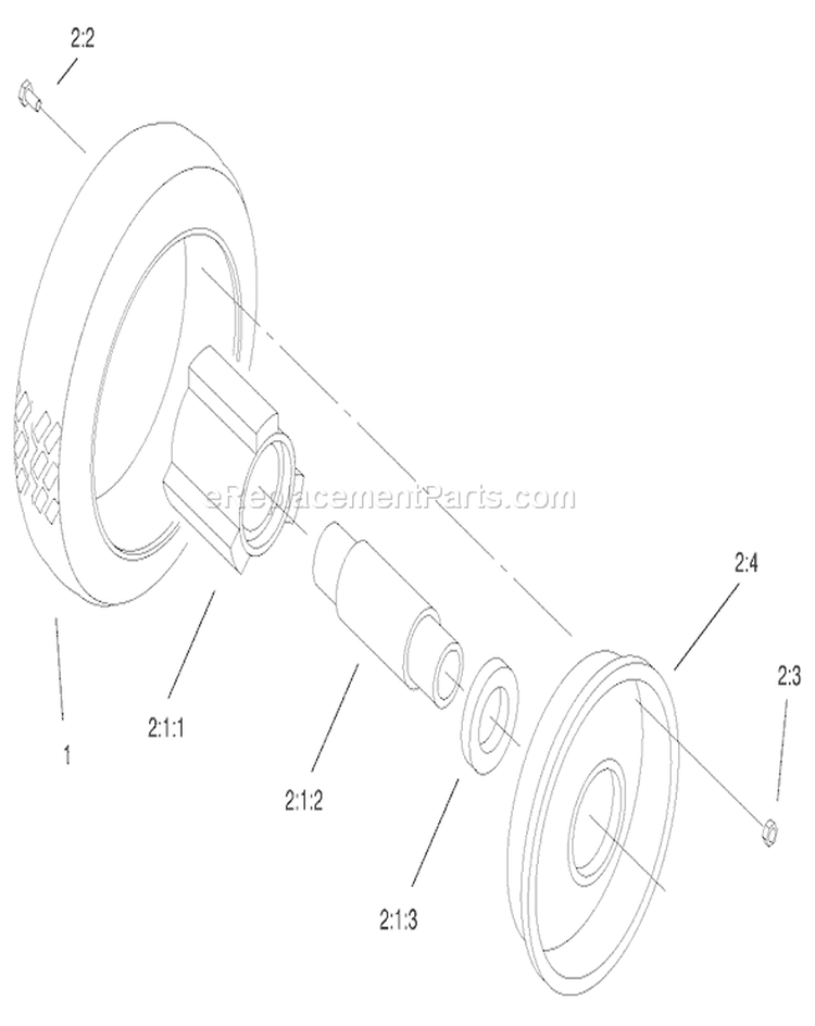 Wheel & Tire Assembly Diagram and Parts List for 22170 9900001-9999999 - 1999 Toro Lawn Mower