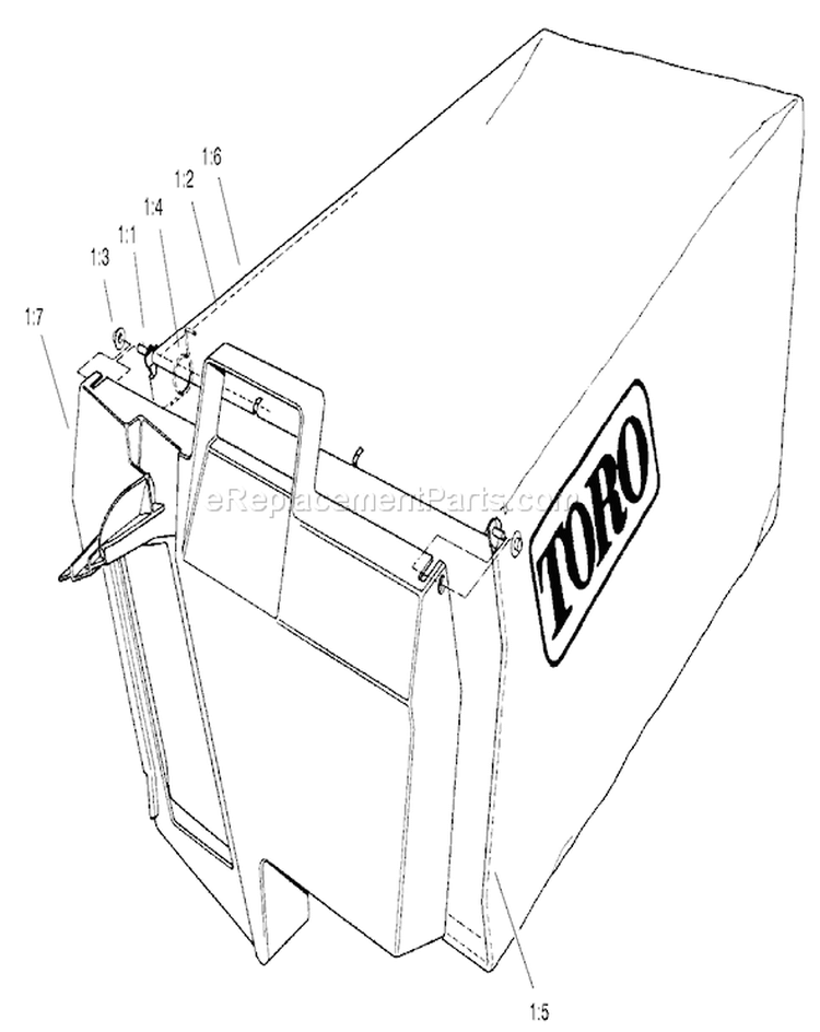 Bagging Assembly Diagram and Parts List for 22171 200000001-200999999 - 2000 Toro Lawn Mower