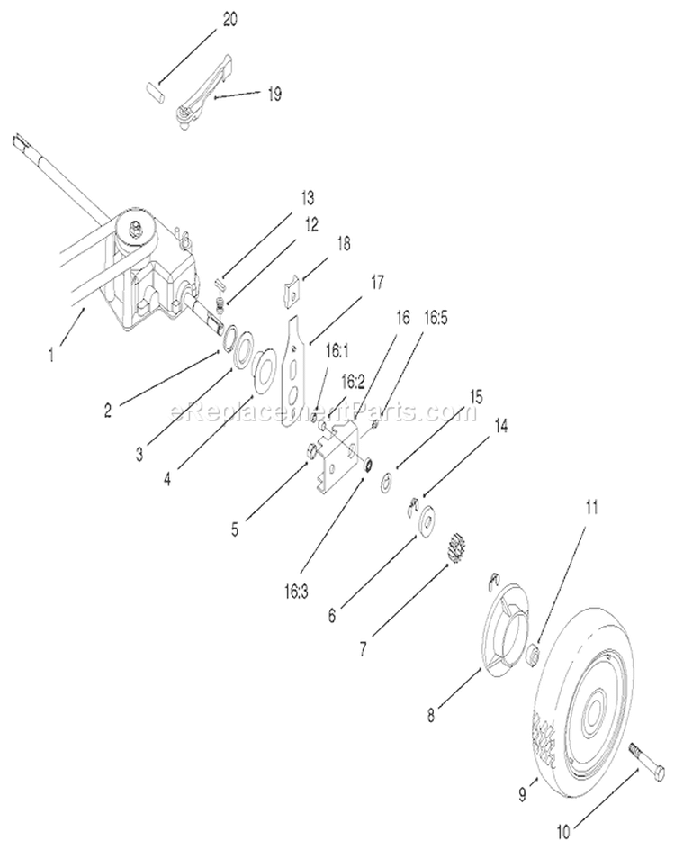 Gear Case and Rear Wheel Assembly Diagram and Parts List for 22171 220000001-220999999 - 2002 Toro Lawn Mower
