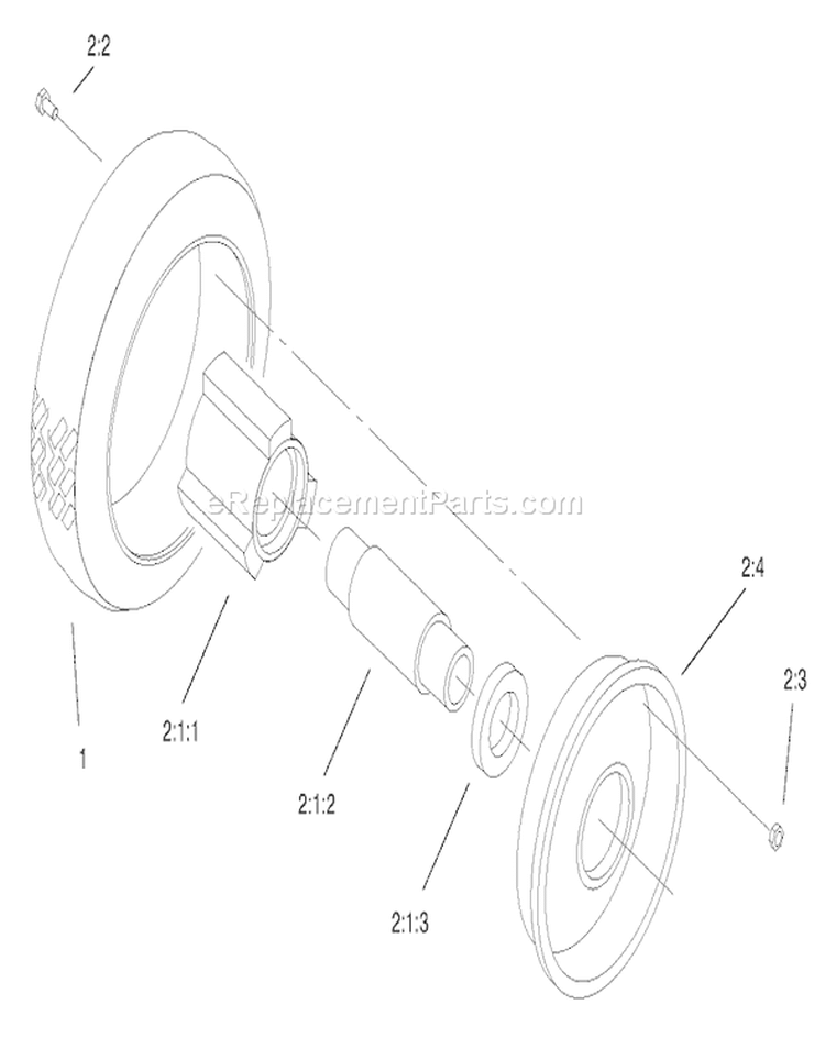 Front Tire and Wheel Assembly Diagram and Parts List for 22172 200000001-200999999 - 2000 Toro Lawn Mower