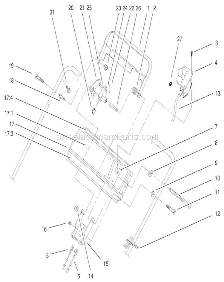 Panel and Controls Assembly Diagram and Parts List for 22172 200000001-200999999 - 2000 Toro Lawn Mower