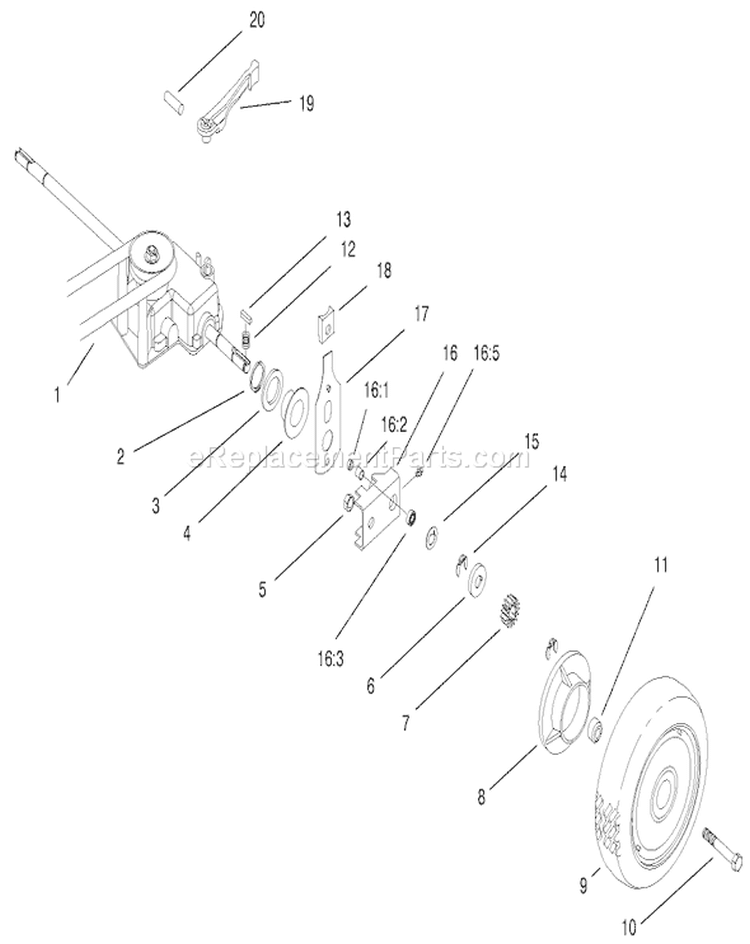 Rear Axle Assembly Diagram and Parts List for 22172 200000001-200999999 - 2000 Toro Lawn Mower