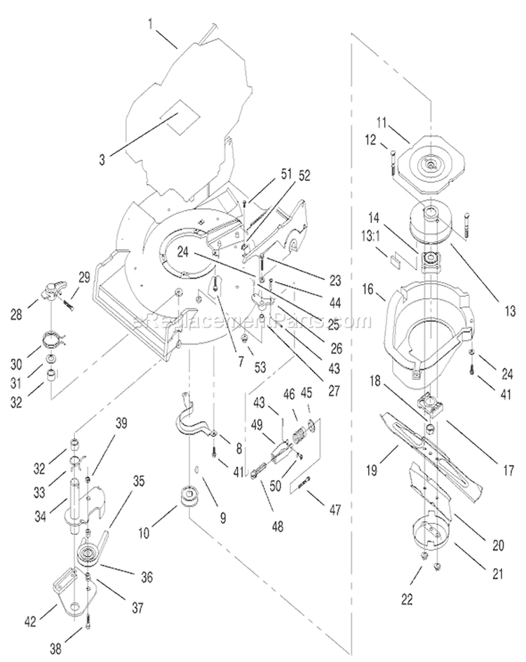 Engine and BBC Assembly Diagram and Parts List for 22172 200000001-200999999 - 2000 Toro Lawn Mower