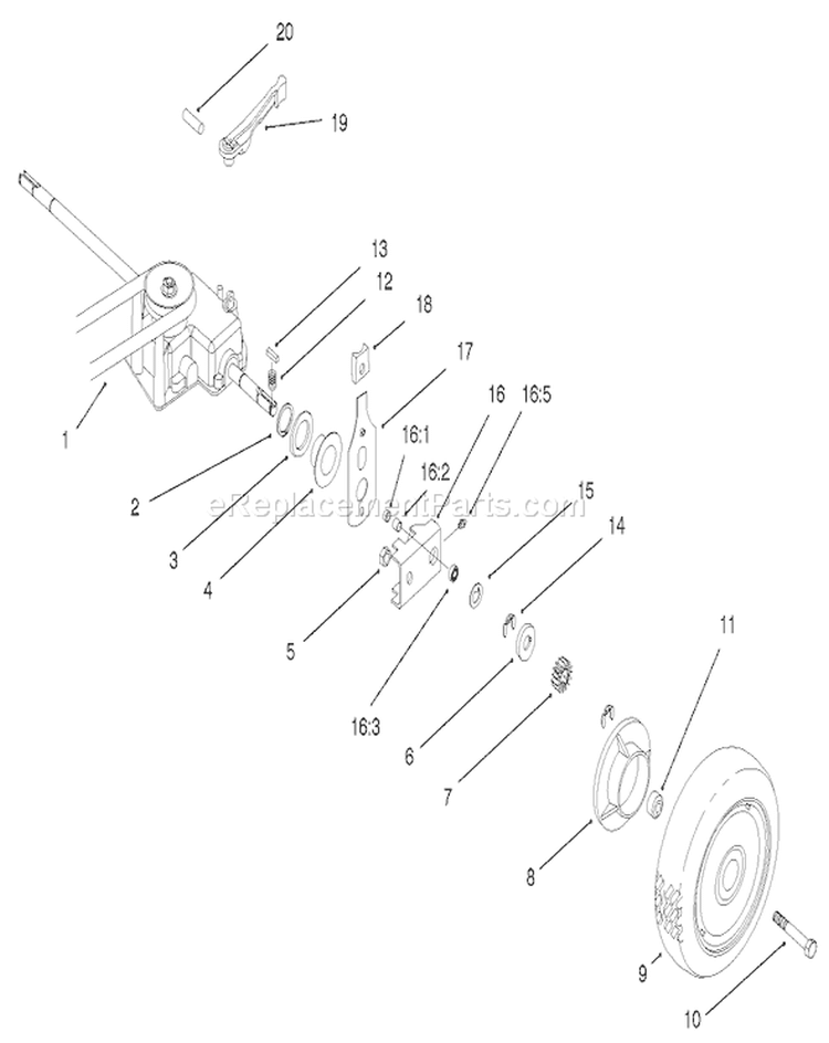 Gear Case and Rear Wheel Assembly Diagram and Parts List for 22172 220000001-220999999 - 2002 Toro Lawn Mower