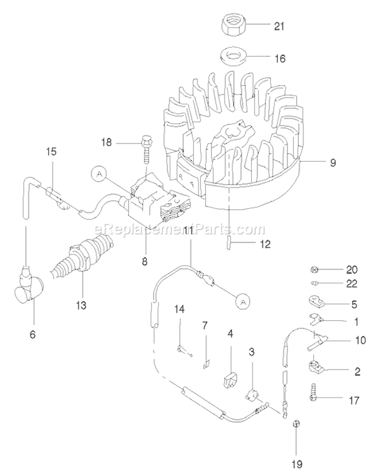 Flywheel and Ignition Assembly Diagram and Parts List for 22172 220000001-220999999 - 2002 Toro Lawn Mower