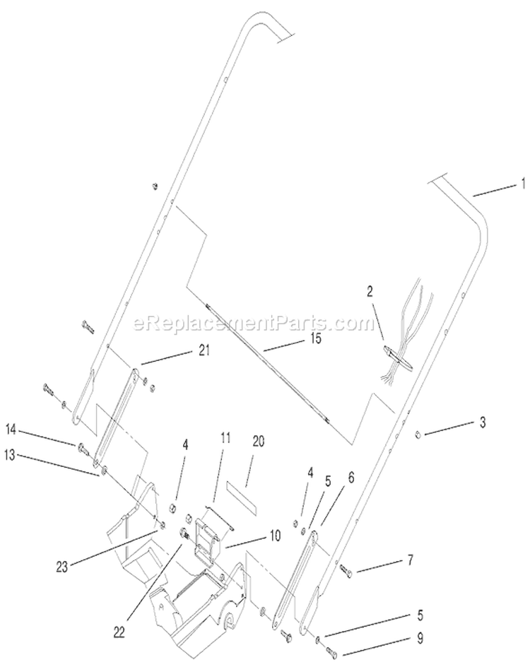 Handle Assembly Diagram and Parts List for 22172 9900001-9999999 - 1999 Toro Lawn Mower