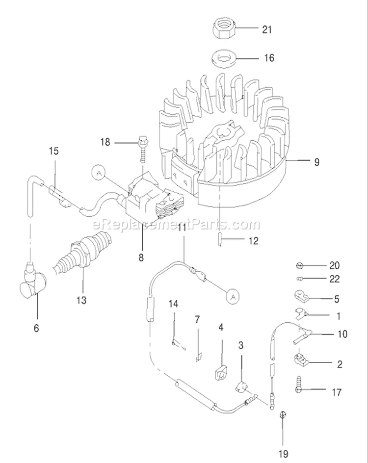 Flywheel and Ignition Assembly Diagram and Parts List for 22173 230000001-230999999 - 2003 Toro Lawn Mower