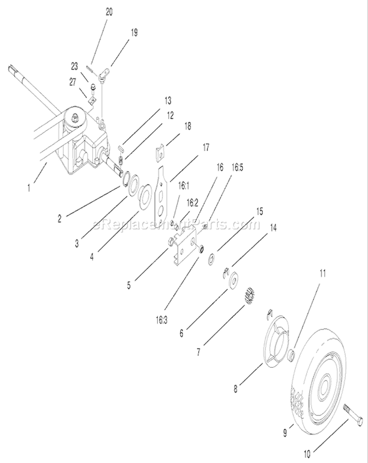 Gear Case and Rear Wheel Assembly Diagram and Parts List for 22173 230000001-230999999 - 2003 Toro Lawn Mower