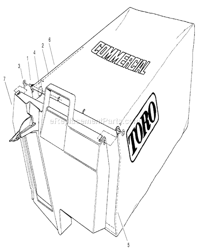 Grass Bag Diagram and Parts List for 22173 230000001-230999999 - 2003 Toro Lawn Mower