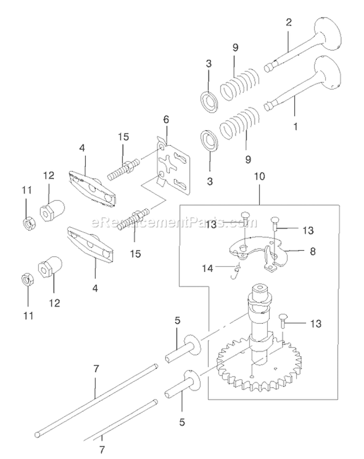 Valve Camshaft Assembly Diagram and Parts List for 22173 230000001-230999999 - 2003 Toro Lawn Mower