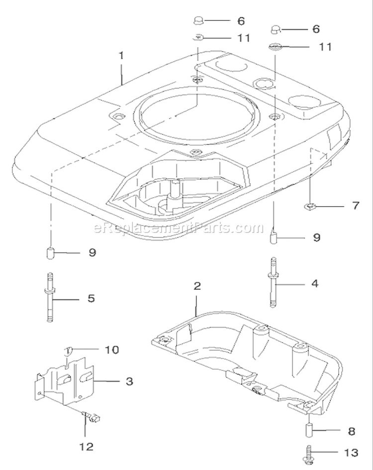 Cover Cooling Assembly Diagram and Parts List for 22173 230000001-230999999 - 2003 Toro Lawn Mower