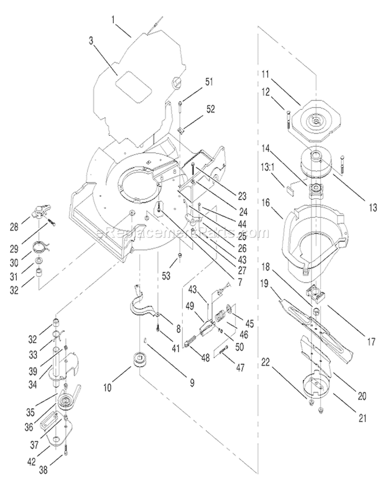 Engine and BBC Assembly Diagram and Parts List for 22173 230000001-230999999 - 2003 Toro Lawn Mower