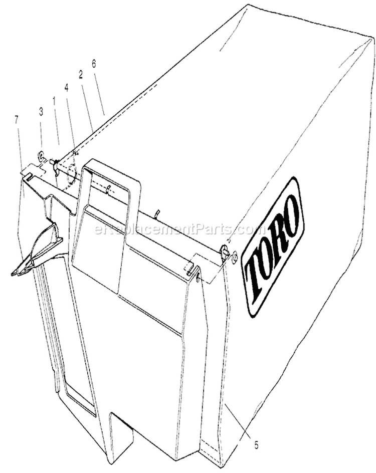 Grass Bag Diagram and Parts List for 22174 230000001-230999999 - 2003 Toro Lawn Mower