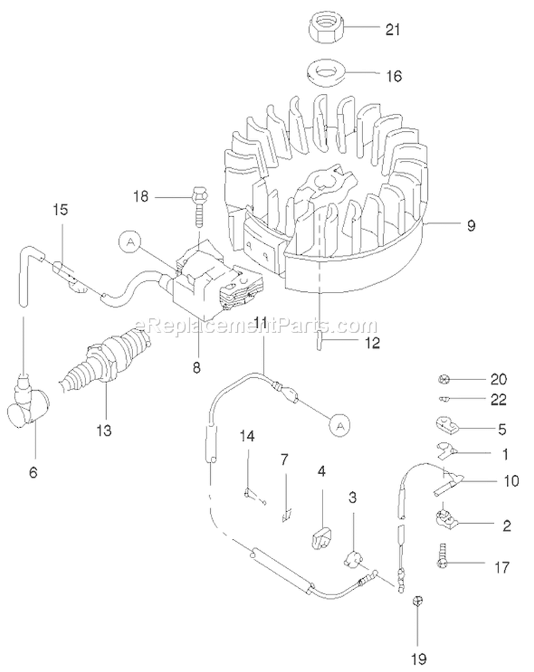 Flywheel and Ignition Assembly Diagram and Parts List for 22174 230000001-230999999 - 2003 Toro Lawn Mower